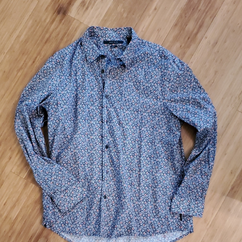 Perry Ellis Blue Floral Button Down Shirt